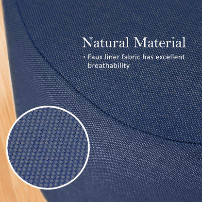 La Bella 2 Set Dark Blue Fabric Ottoman Round Wooden Leg Foot Stool Tristar Online