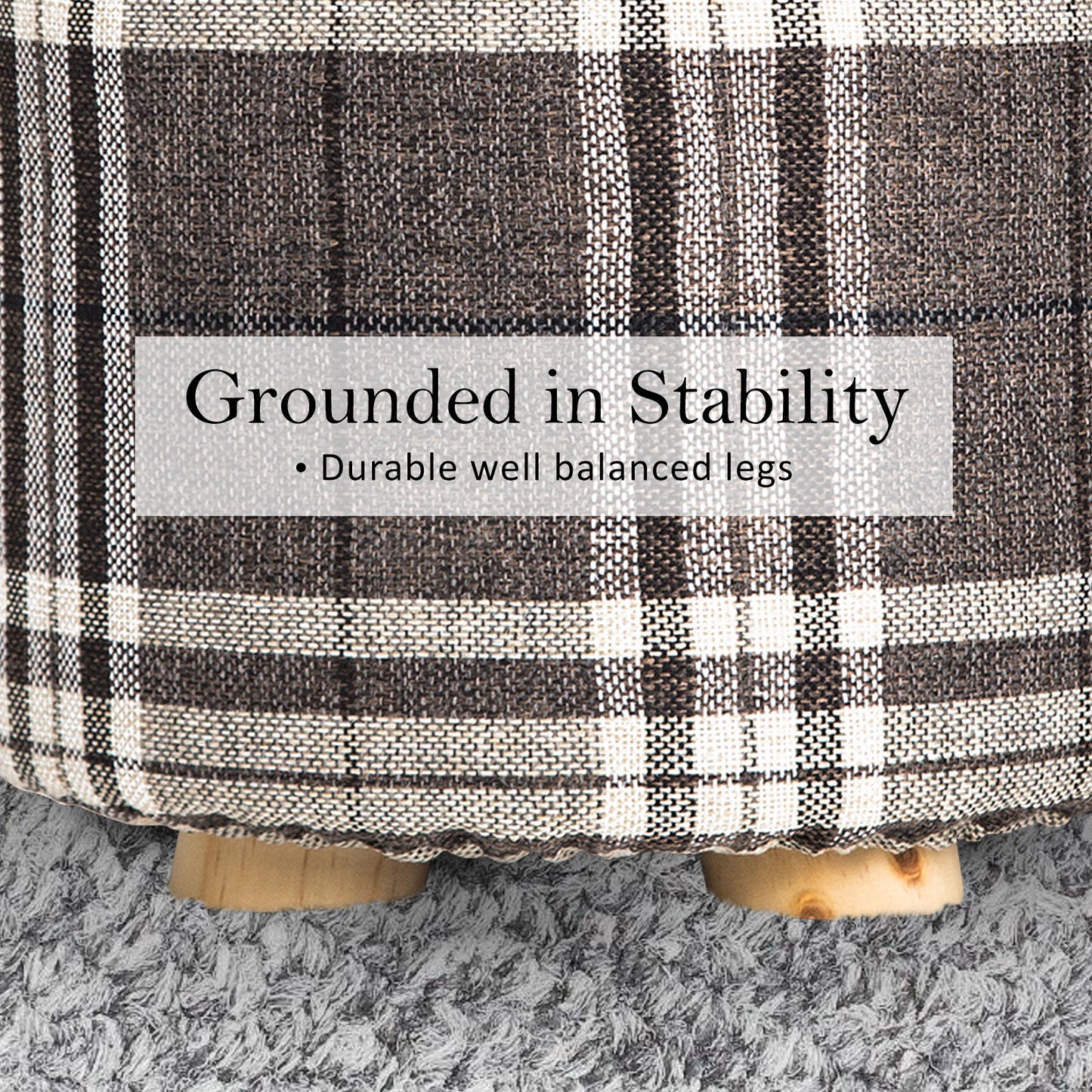 La Bella Lattice Fabric Ottoman Round Wooden Leg Foot Stool Tristar Online