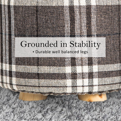 La Bella Lattice Fabric Ottoman Round Wooden Leg Foot Stool Tristar Online