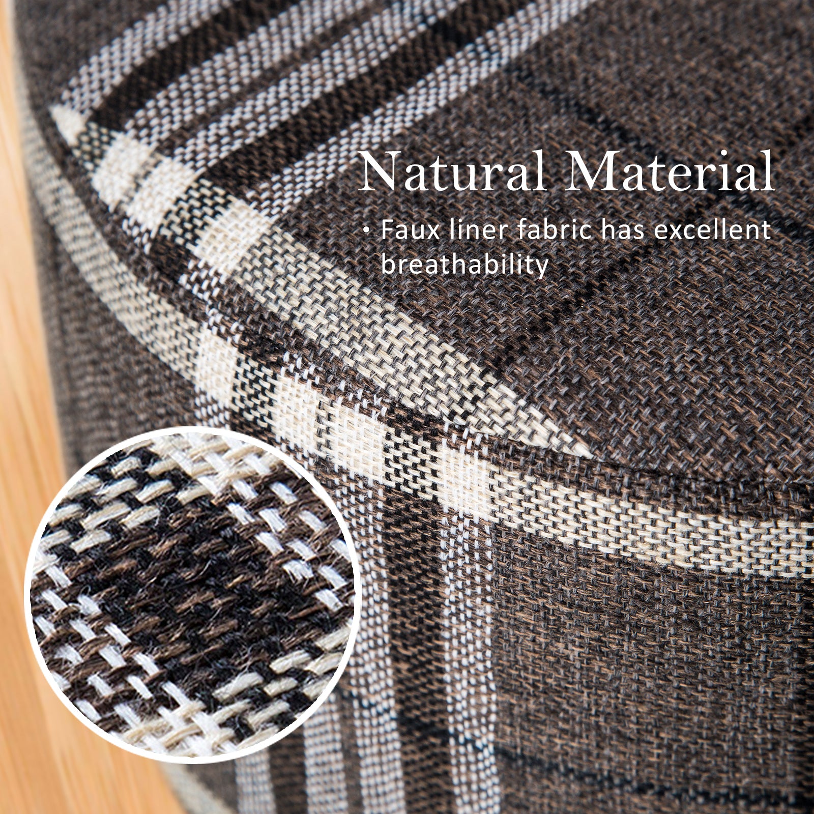 La Bella 2 Set Lattice Fabric Ottoman Round Wooden Leg Foot Stool Tristar Online