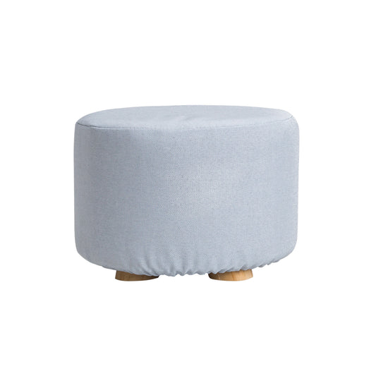 La Bella Light Blue Fabric Ottoman Round Wooden Leg Foot Stool Tristar Online
