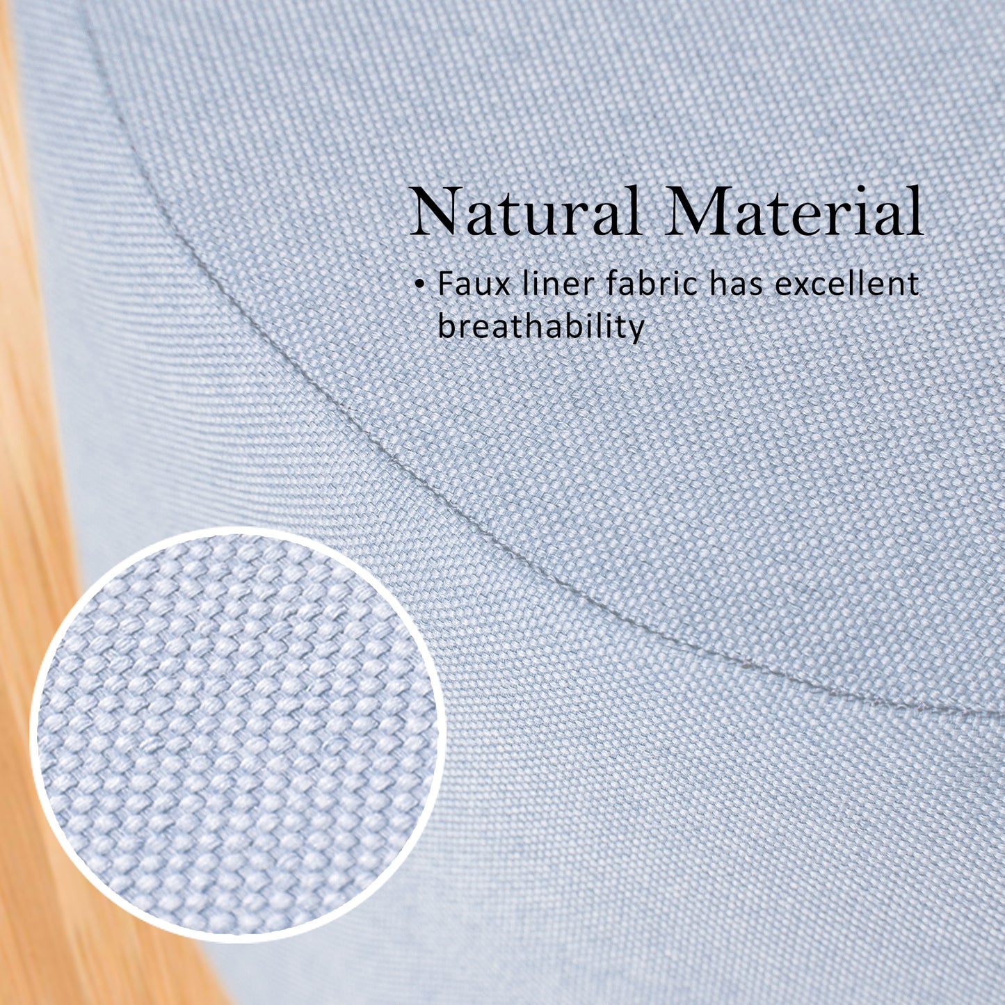 La Bella 2 Set Light Blue Fabric Ottoman Round Wooden Leg Foot Stool Tristar Online