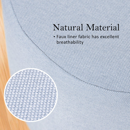 La Bella 2 Set Light Blue Fabric Ottoman Round Wooden Leg Foot Stool Tristar Online