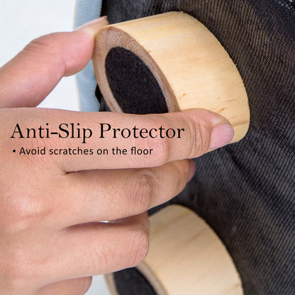 La Bella 2 Set Light Blue Fabric Ottoman Round Wooden Leg Foot Stool Tristar Online