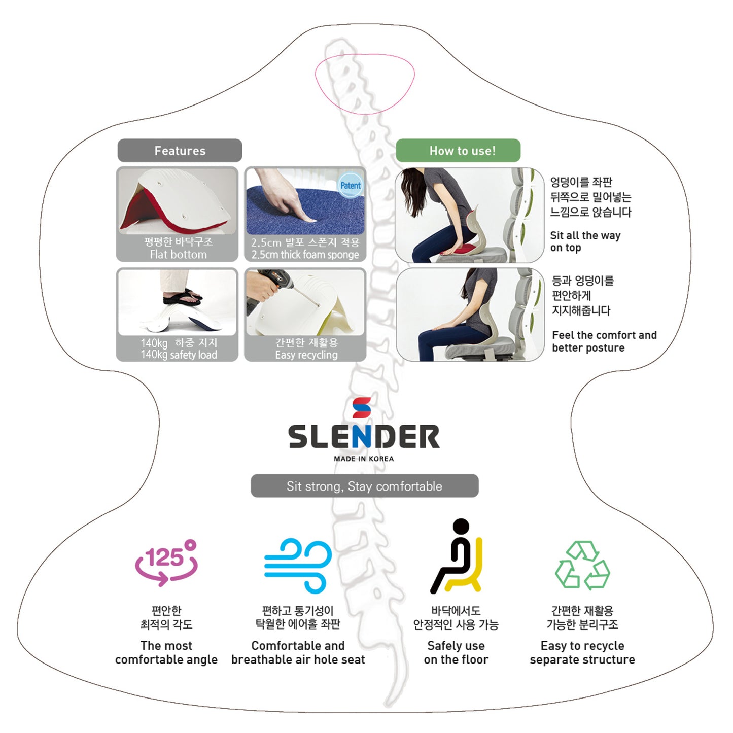 Samgong Blue Slender Chair Posture Correction Seat Floor Lounge Stackable Tristar Online