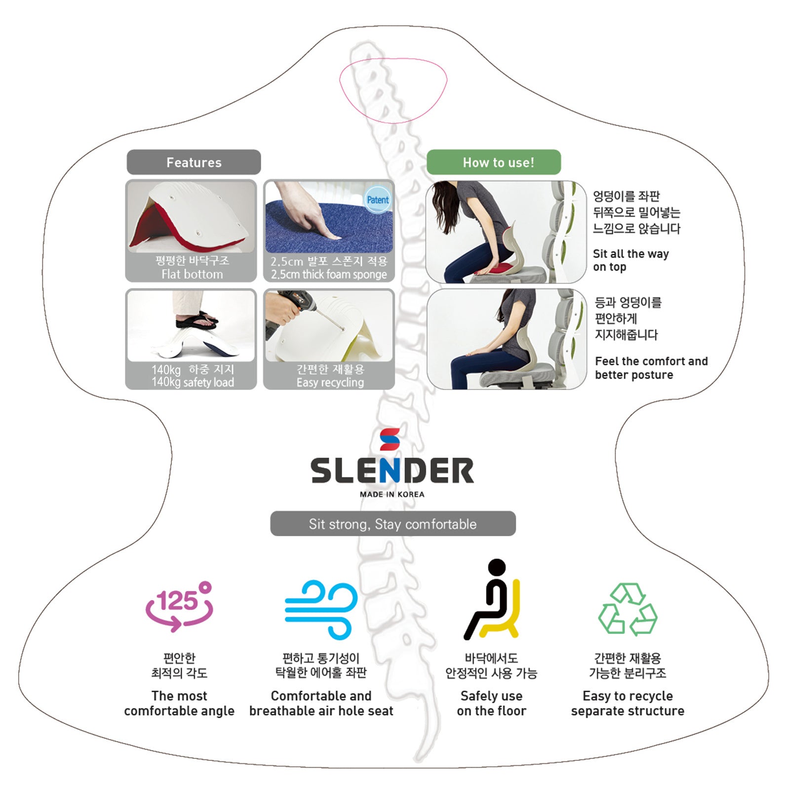 Samgong Blue Slender Chair Posture Correction Seat Floor Lounge Stackable Tristar Online