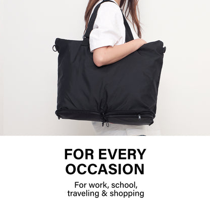 KOELE Black Shopper Bag Tote Bag Foldable Travel Laptop Grocery KO-DUAL Tristar Online
