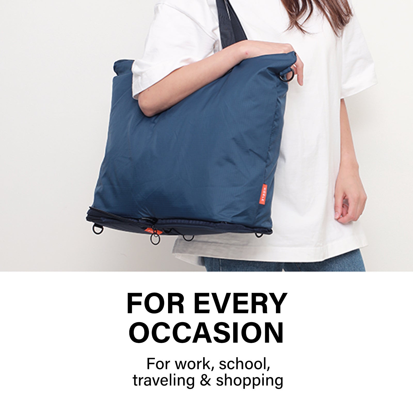 KOELE Navy Shopper Bag Tote Bag Foldable Travel Laptop Grocery KO-DUAL Tristar Online
