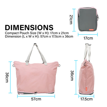 KOELE Pink Shopper Bag Tote Bag Foldable Travel Laptop Grocery KO-DUAL Tristar Online