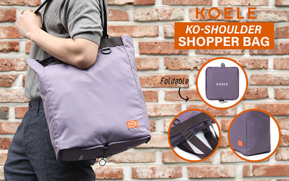 KOELE Purple Shopper Bag Tote Bag Foldable Travel Laptop Grocery KO-SHOULDER Tristar Online