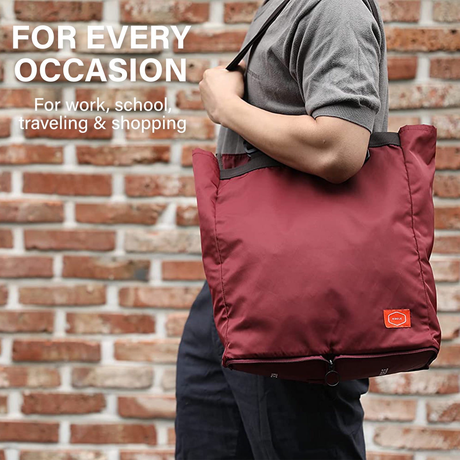 KOELE Wine Shopper Bag Tote Bag Foldable Travel Laptop Grocery KO-SHOULDER Tristar Online