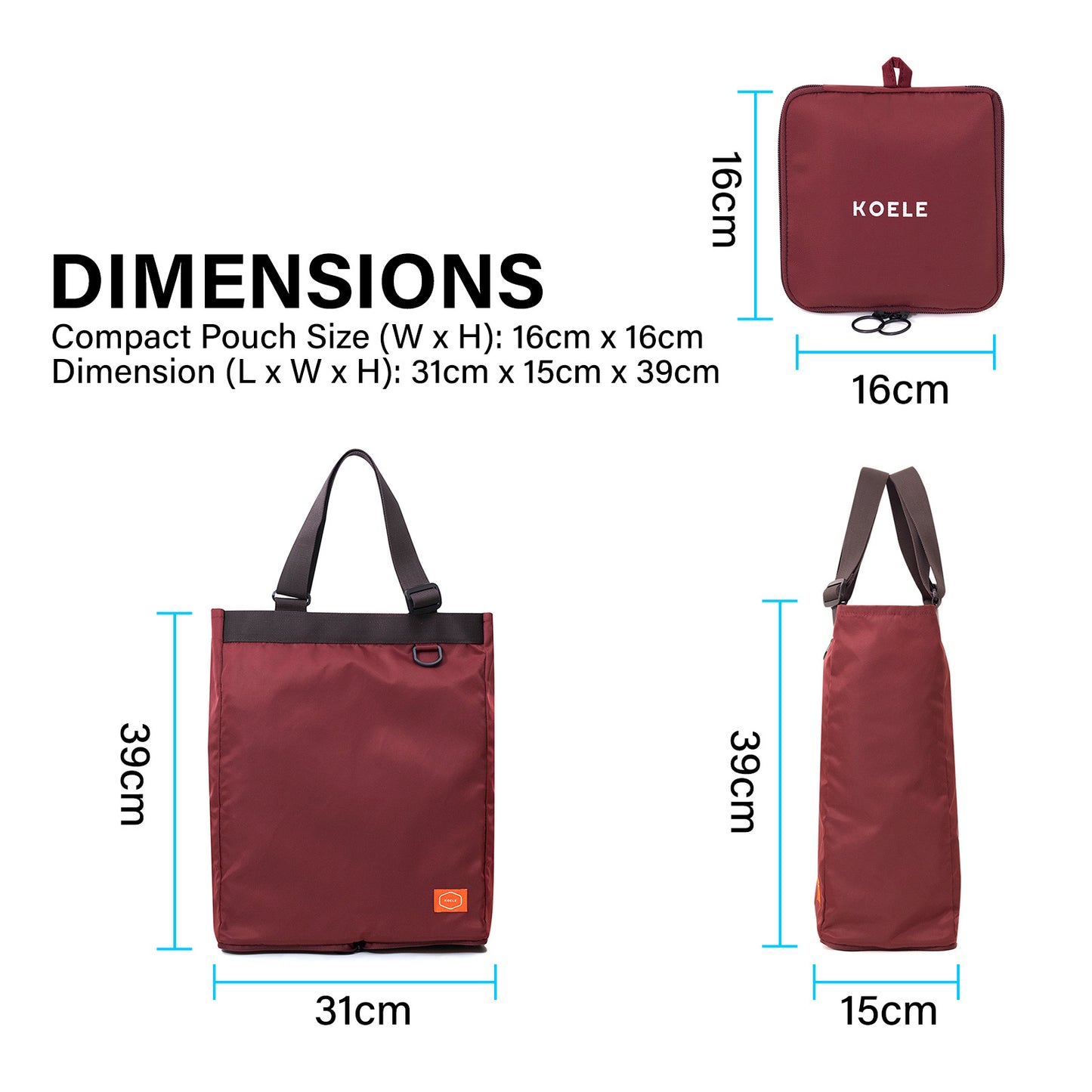 KOELE Wine Shopper Bag Tote Bag Foldable Travel Laptop Grocery KO-SHOULDER Tristar Online