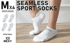 Rexy 4 Pack Medium White Seamless Sport Sneakers Socks Non-Slip Heel Tab Tristar Online