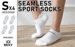 Rexy 4 Pack Small White Seamless Sport Sneakers Socks Non-Slip Heel Tab Tristar Online