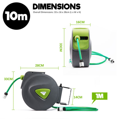 Dynamic Power Garden Water Hose 10M Retractable Rewind Reel Wall Mounted Tristar Online