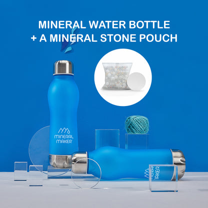 Mineral Maker MORBIDO Blue Alkaline Filter Water Bottle + a Mineral Stone Pouch Tristar Online