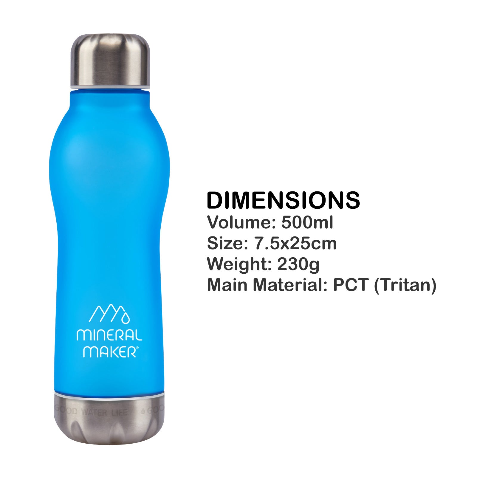 Mineral Maker MORBIDO Blue Alkaline Filter Water Bottle + a Mineral Stone Pouch Tristar Online