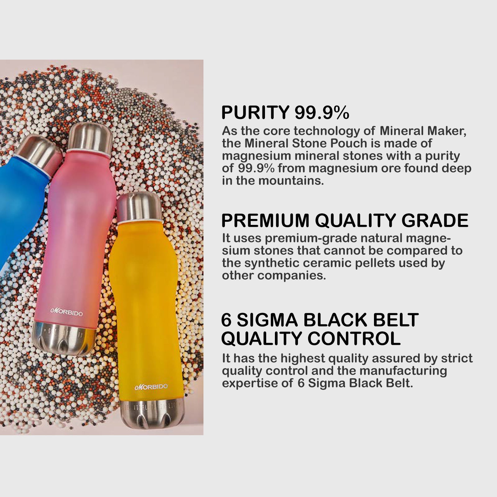 Mineral Maker MORBIDO Green Alkaline Filter Water Bottle + a Mineral Stone Pouch Tristar Online