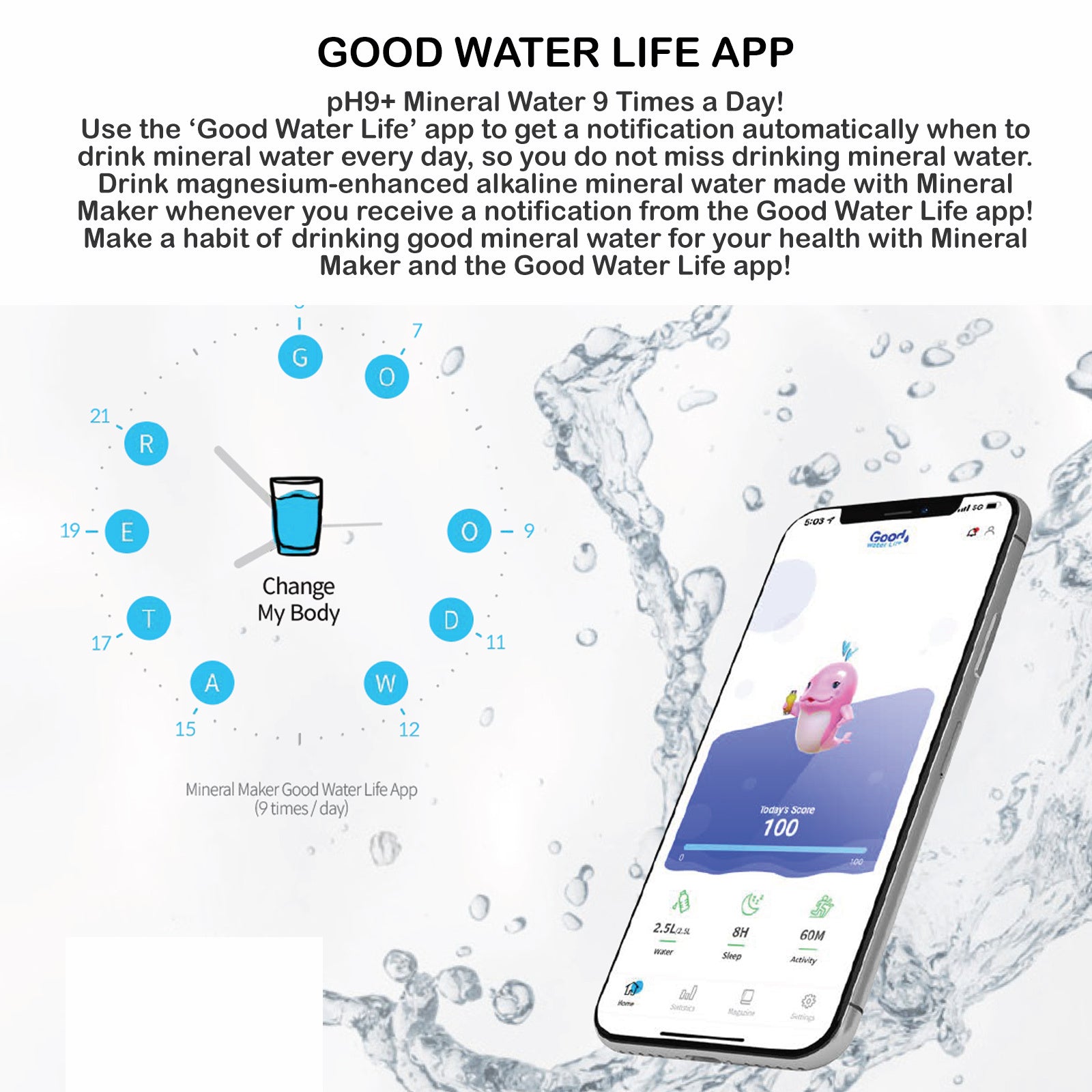 Mineral Maker MORBIDO Green Alkaline Filter Water Bottle + a Mineral Stone Pouch Tristar Online