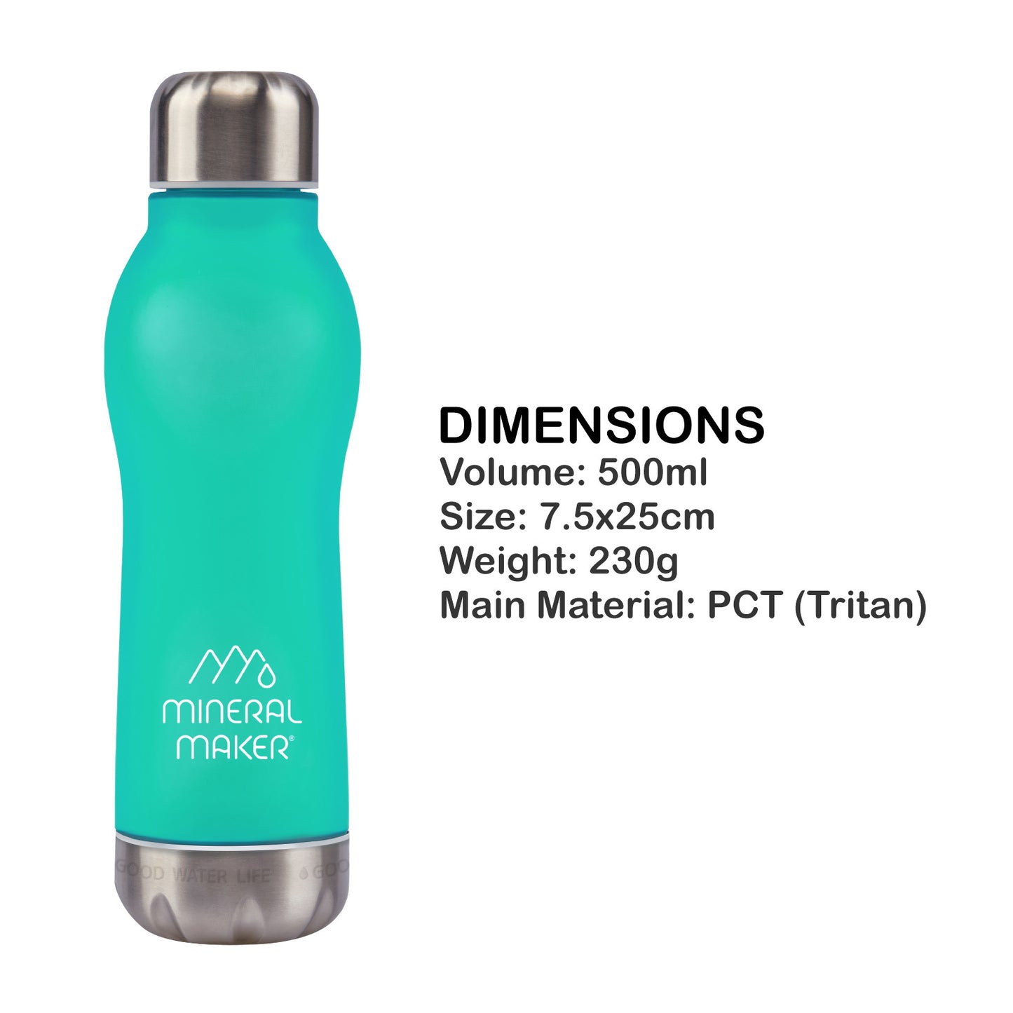 Mineral Maker MORBIDO Green Alkaline Filter Water Bottle + a Mineral Stone Pouch Tristar Online