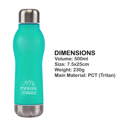 Mineral Maker MORBIDO Green Alkaline Filter Water Bottle + a Mineral Stone Pouch Tristar Online
