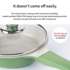 Happy Lambs 16cm Olive Sauce Pot Frying Pan w/ a Lid Set Non-Stick Stone Induction IH Frypan Tristar Online