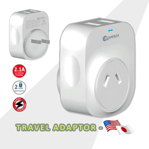 Sansai Travel Adaptor 2 X USB - Japan Tristar Online