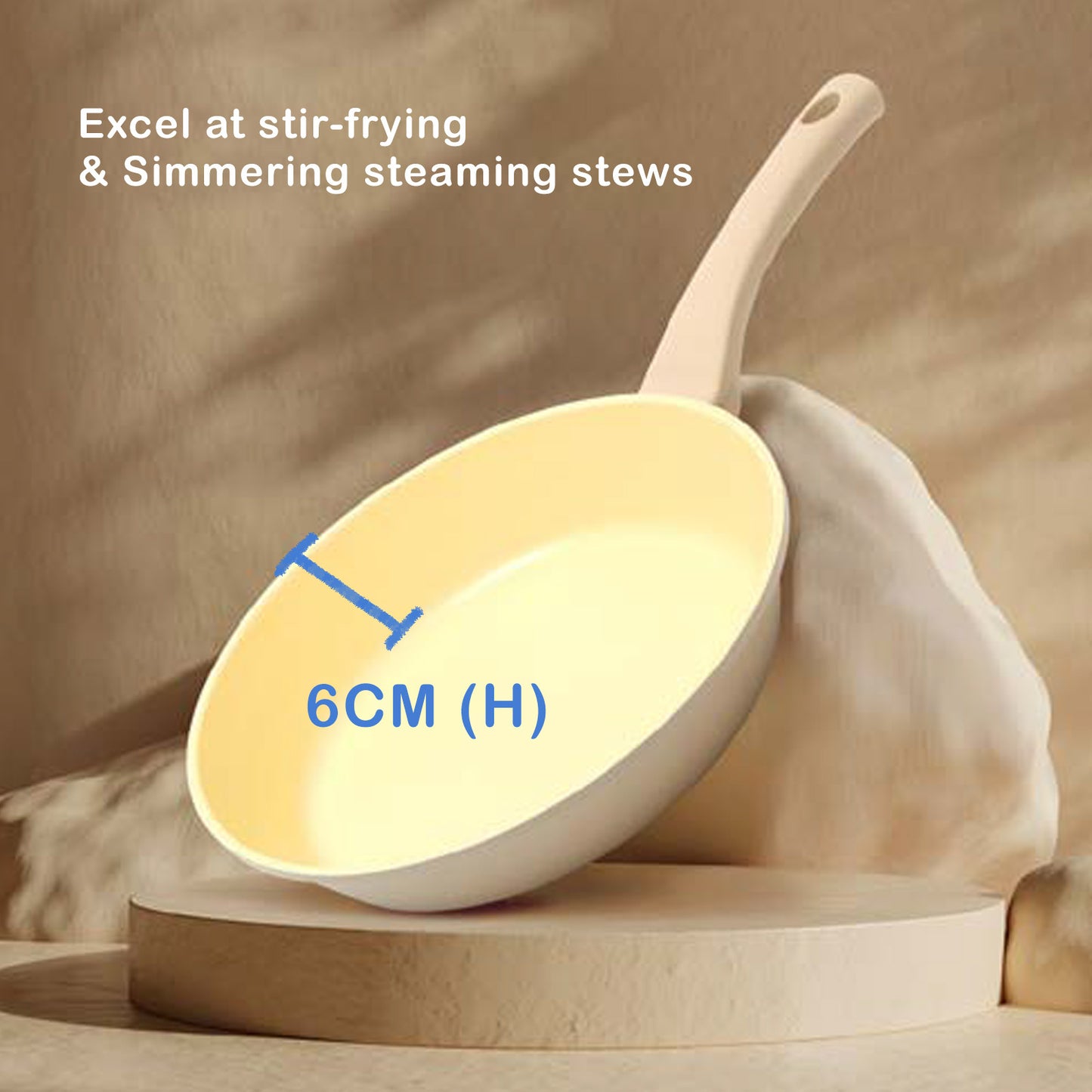 Giorno Felice 28cm Beige IH Frypan Ceramic Non-Stick Frying Pan Induction Tristar Online