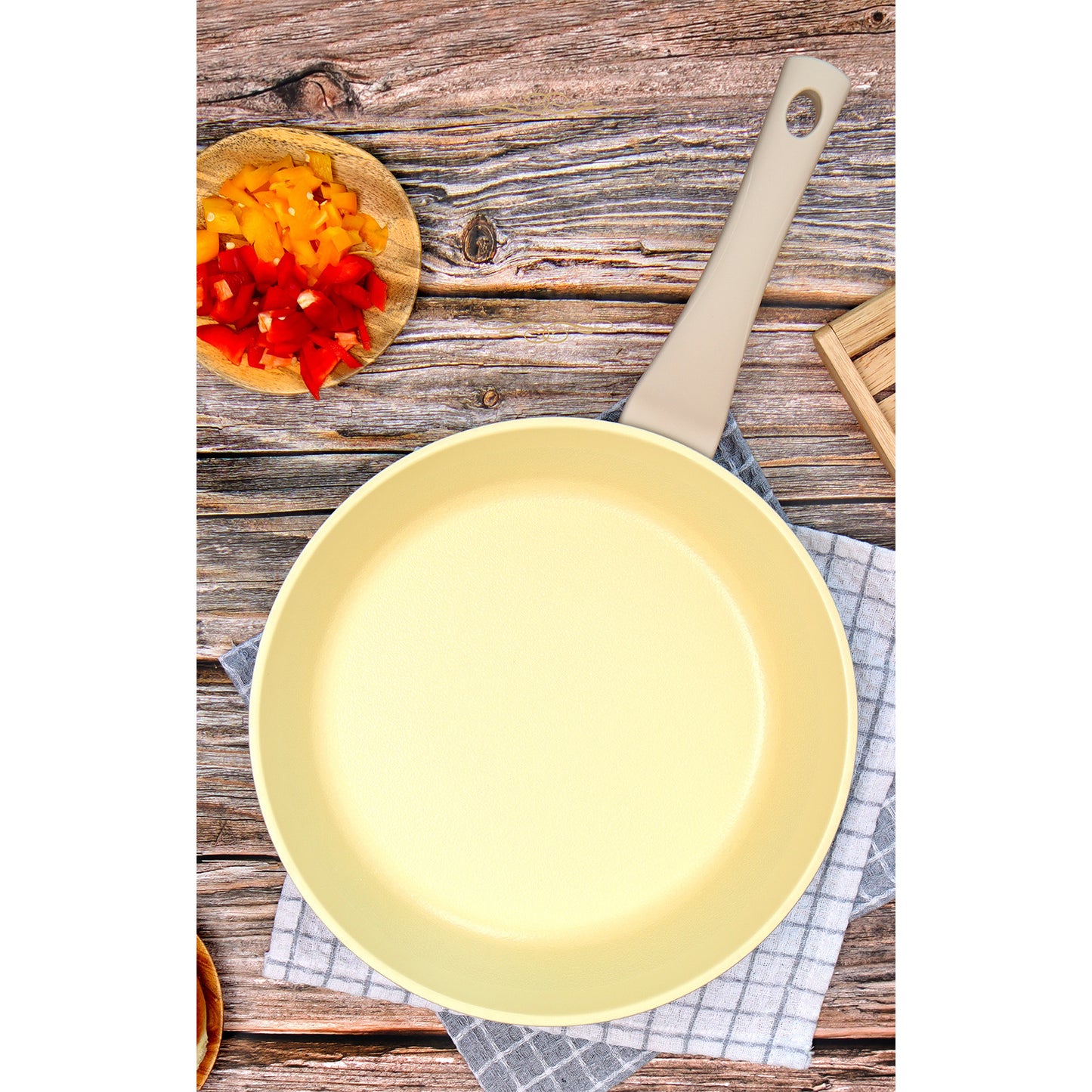 Giorno Felice 28cm Beige IH Frypan Ceramic Non-Stick Frying Pan Induction Tristar Online