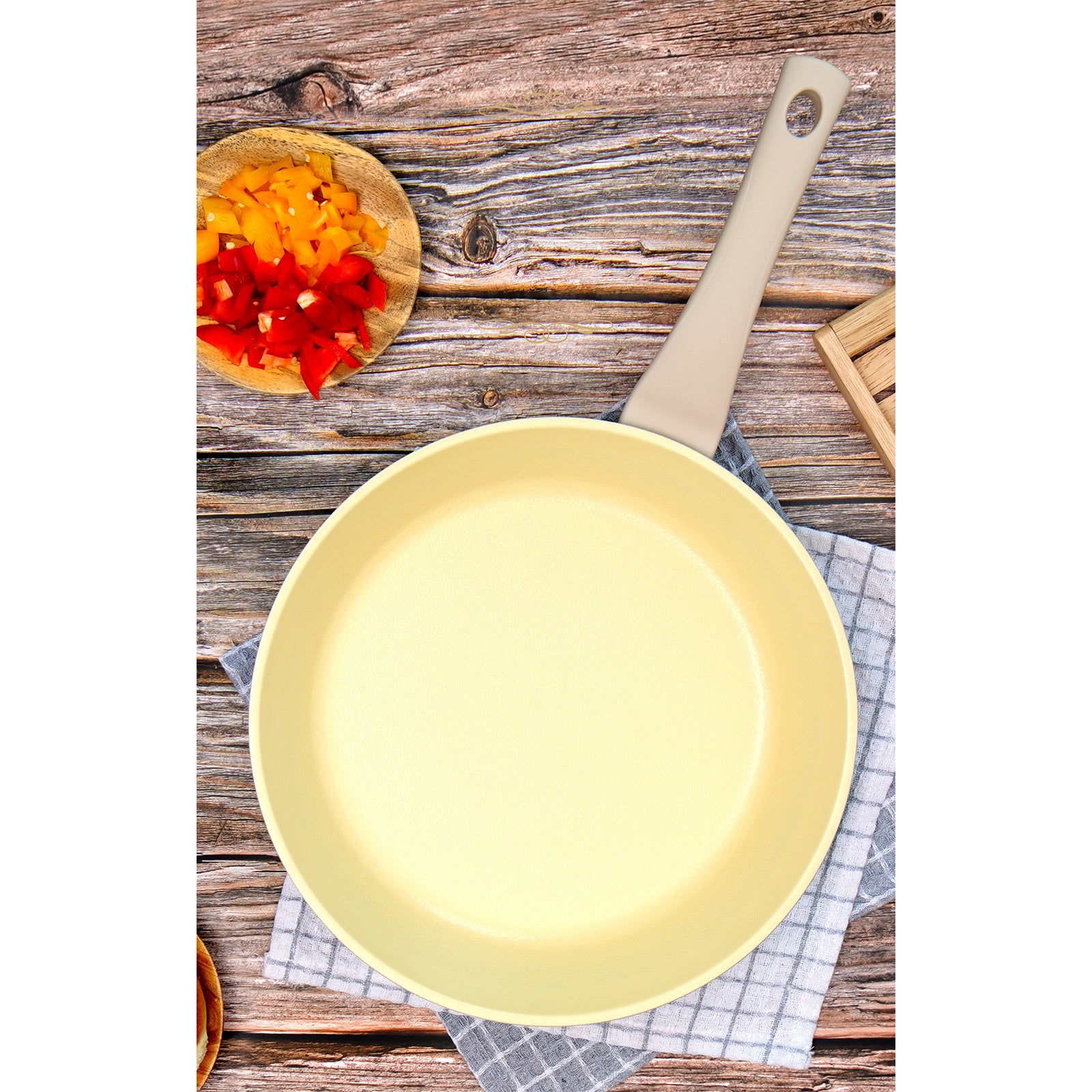 Giorno Felice 28cm Beige IH Frypan Ceramic Non-Stick Frying Pan Induction Tristar Online