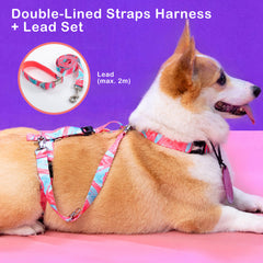 Banhamsisun L Dog Double-Lined Straps Harness and Lead Set Leash Adjustable No Pull Tristar Online