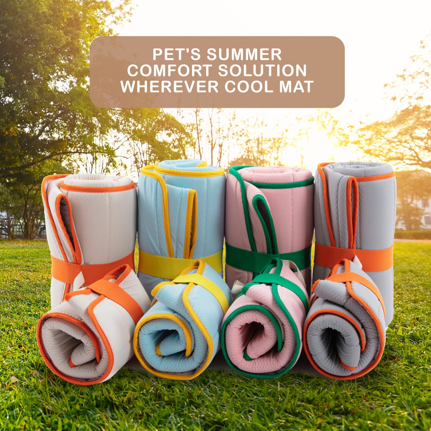 Banhamsisun M Blue Pet Dog Cooling Mat Non-Slip Travel Roll Up Cool Pad Bed Outdoor Tristar Online