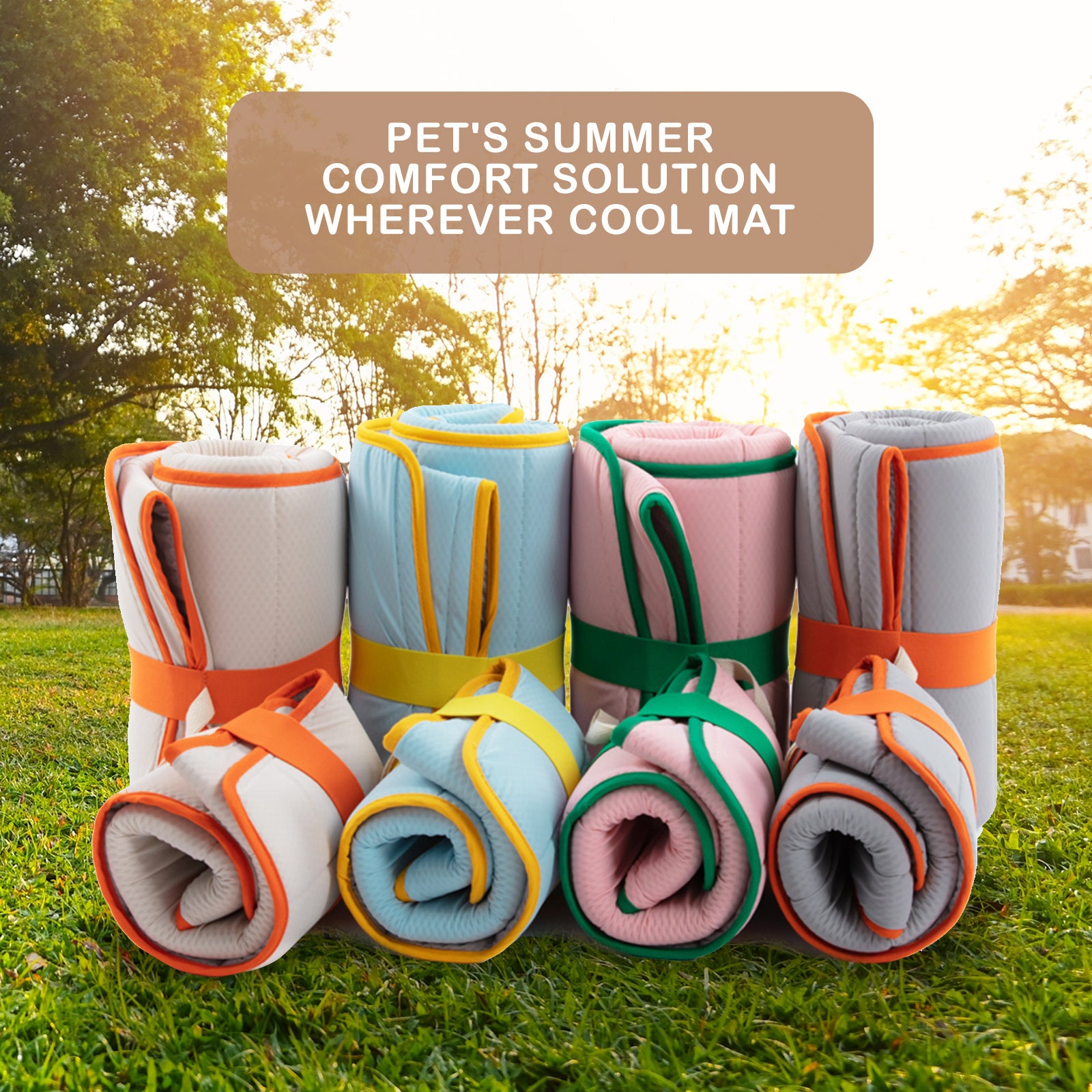 Banhamsisun M Blue Pet Dog Cooling Mat Non-Slip Travel Roll Up Cool Pad Bed Outdoor Tristar Online