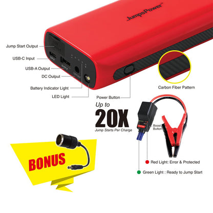 JumpsPower GT 1500A Jump Starter Powerbank 29600mWh 12V Phone Car Battery Charger GT Tristar Online