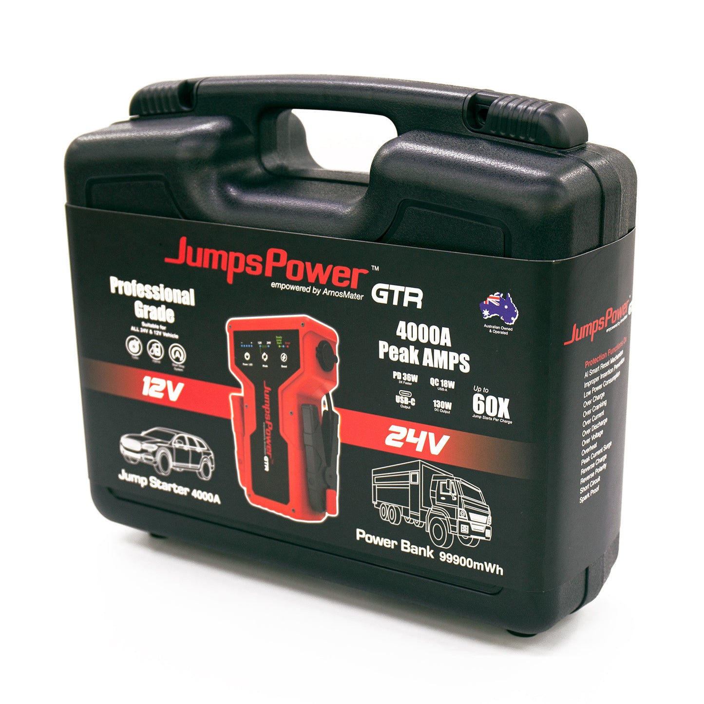 JumpsPower GTR 4000A Jump Starter 12V Powerbank 99900mWh 24V Pro Car Battery Charger LED Tristar Online