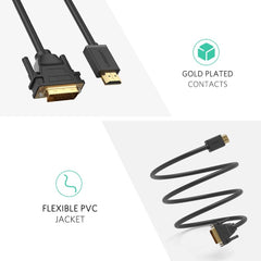 UGREEN 10136 HDMI To DVI 24+1 Cable 3M Tristar Online