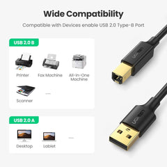 UGREEN USB 2.0 A Male to B Male Printer Cable 5m (Black) 10352 Tristar Online