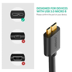 UGREEN USB 3.0 A Male to Micro USB 3.0 Male Cable - Black 0.5M (10840) Tristar Online