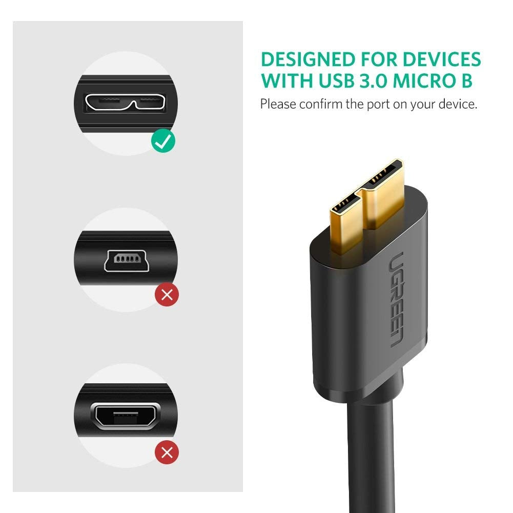 UGREEN USB 3.0 A Male to Micro USB 3.0 Male Cable 1m (Black) 10841 Tristar Online