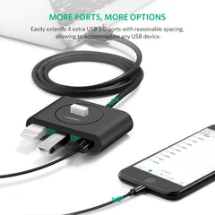 UGREEN USB 3.0 4 Ports Hub Black 50CM (20290) Tristar Online