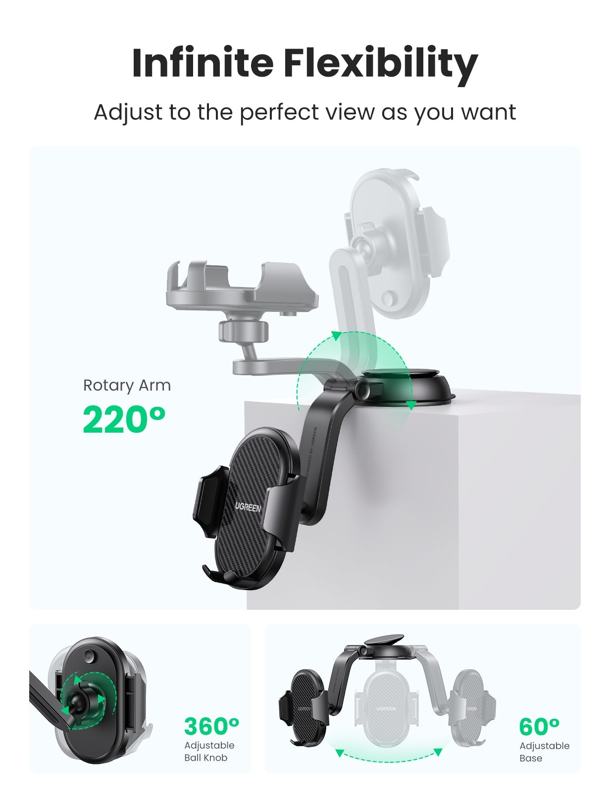 UGREEN 20473 Waterfall-Shaped Suction Cup Phone Mount Tristar Online