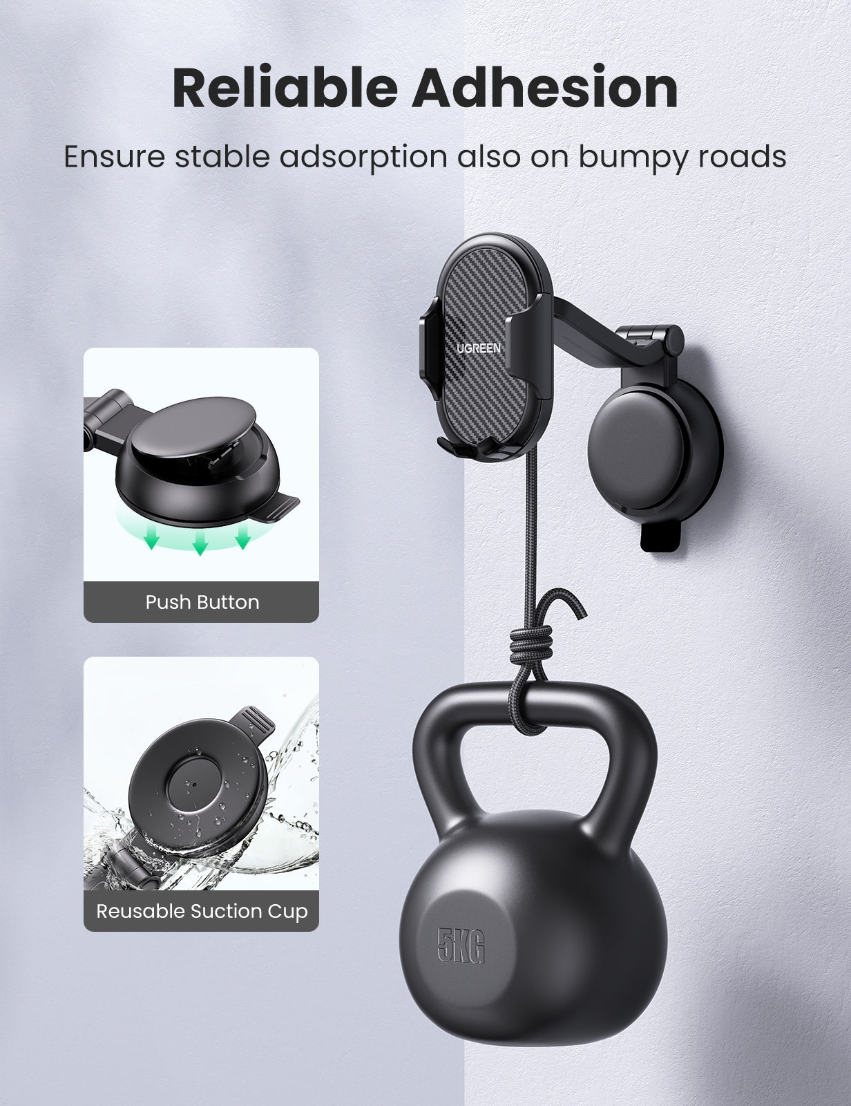 UGREEN 20473 Waterfall-Shaped Suction Cup Phone Mount Tristar Online