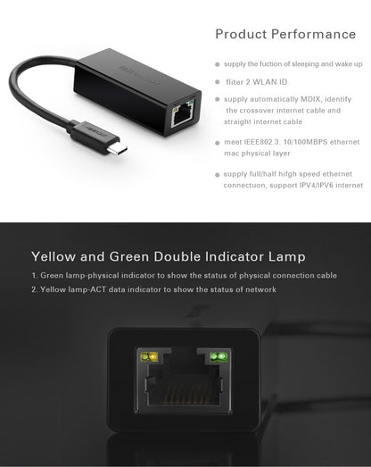 UGREEN 30287 USB-C 10/100Mbps Ethernet Adapter Tristar Online