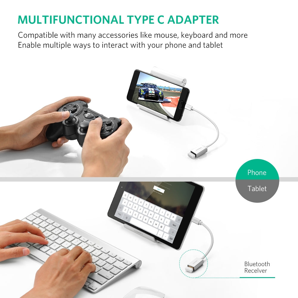 UGREEN USB Type-C Male to USB 3.0 Type A Female OTG Cable - White 15CM (30702) Tristar Online