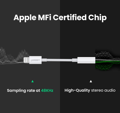 UGREEN 30759 iPhone 8-pin to 3.5mm Headphone Adapter Tristar Online