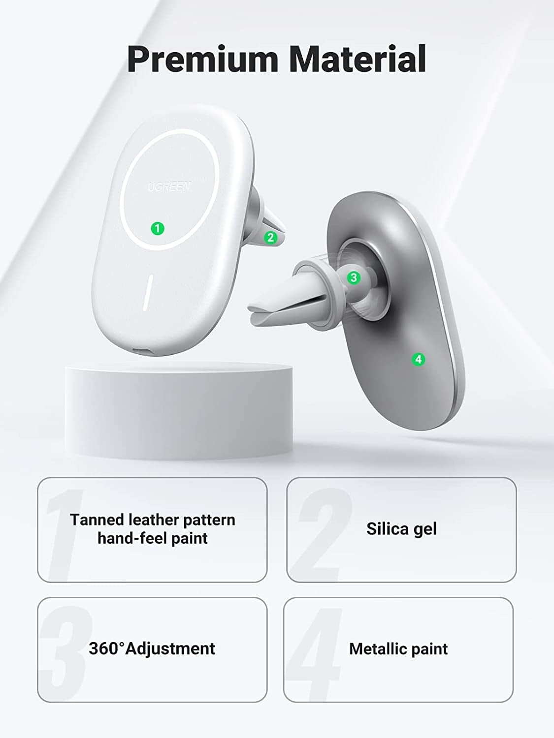 UGREEN 40117 Magnetic Wireless Car Charger Tristar Online