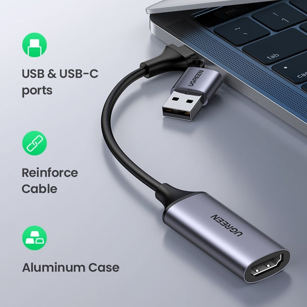 UGREEN 40189 USB-C to HDMI 2 in 1 HD Video Capture Card Tristar Online