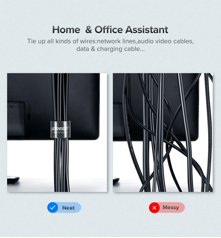 UGREEN 40354 Cable Organizer 2m (Black) Tristar Online