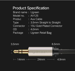 UGREEN 40787 Premium 3.5mm Male to 3.5mm Male Cable 15M Tristar Online