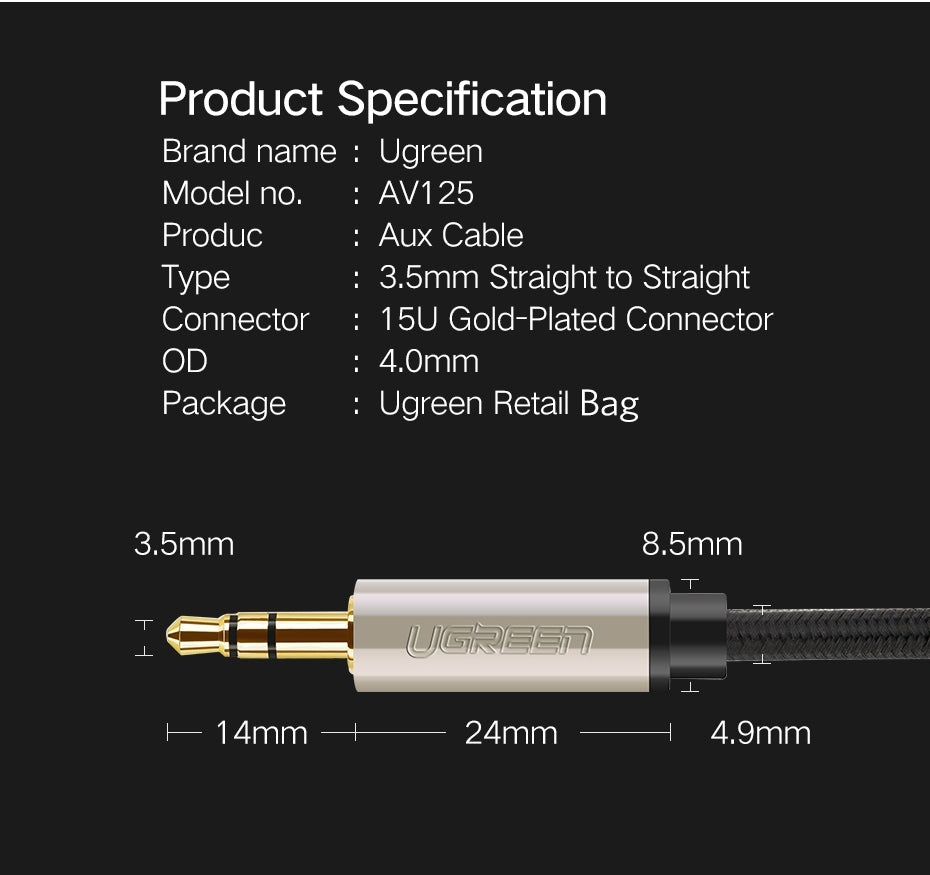 UGREEN 40788 Premium 3.5mm Male to 3.5mm Male Cable 20M Tristar Online